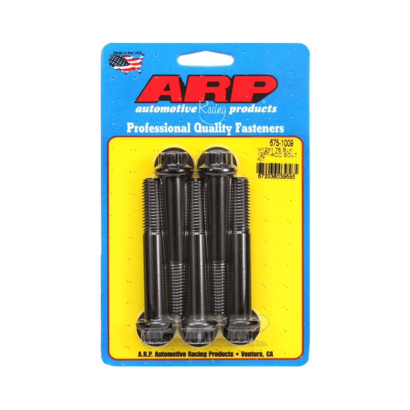 Set de șuruburi și piulițe universale ARP M12 x 1,75 – Oxid negru, 12 capete, x5 - ARP-675-1009 - 675-1009 - 3666618197074